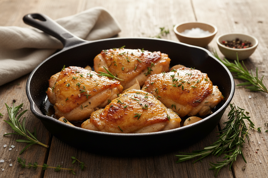 Crispy Skillet Chicken with Garlic, Herbs & Finishing Salt