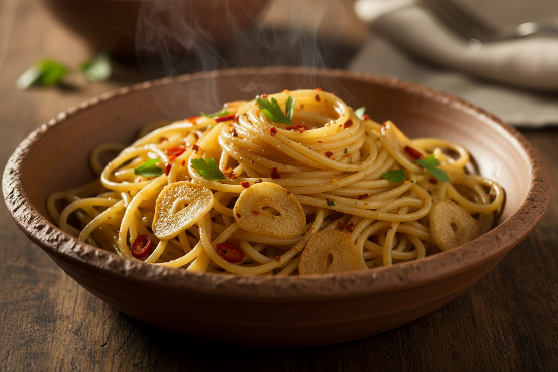 Homemade Spaghetti Aglio e Olio with Casa de Fuego